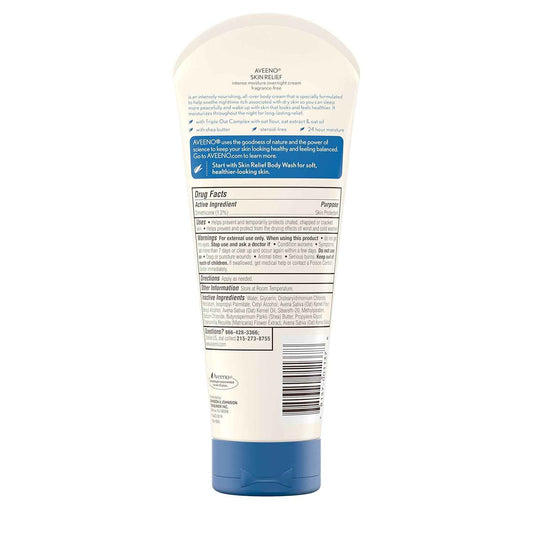 Aveeno Skin Relief Overnight Intense Moisture Cream with Triple Oat Complex & Natural Shea Butter, Therapeutic Dimethicone Skin Protectant for Dry Itchy Skin Relief, Fragrance- & Steroid-Free, 7.3 oz