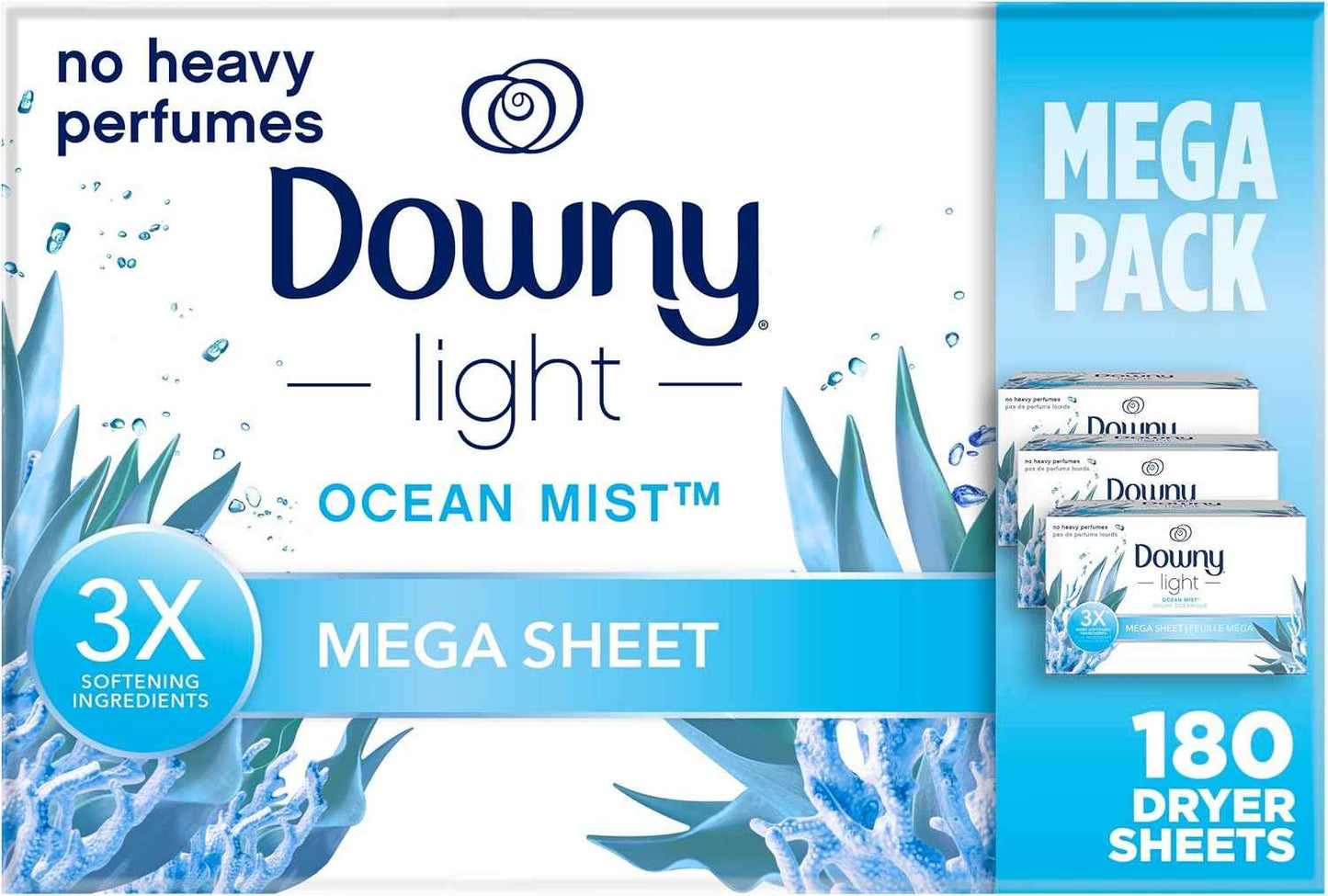 Downy Light Mega Dryer Sheets, Fabric Softener Dryer Sheets