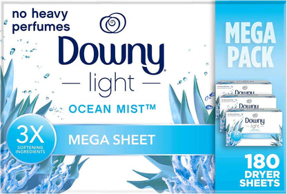 Downy Light Mega Dryer Sheets, Fabric Softener Dryer Sheets