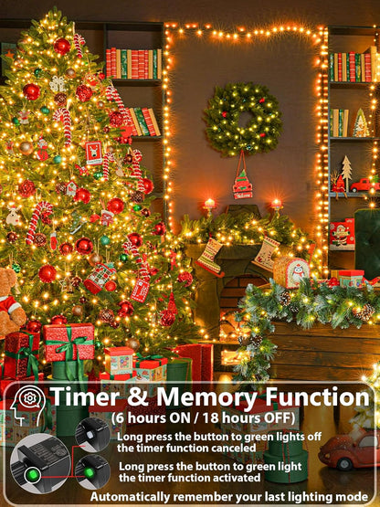 Upgraded_75.8_FT_200_LED_Christmas_String_Lights_Outdoor/Indoor,_Timer_&_Memory_Function_&_8_Modes,_Extendable_Green_Wire_Waterproof_Fairy_String_Lights_for_Xmas_Tree_Holiday_Party_Garden_(Warm_White)