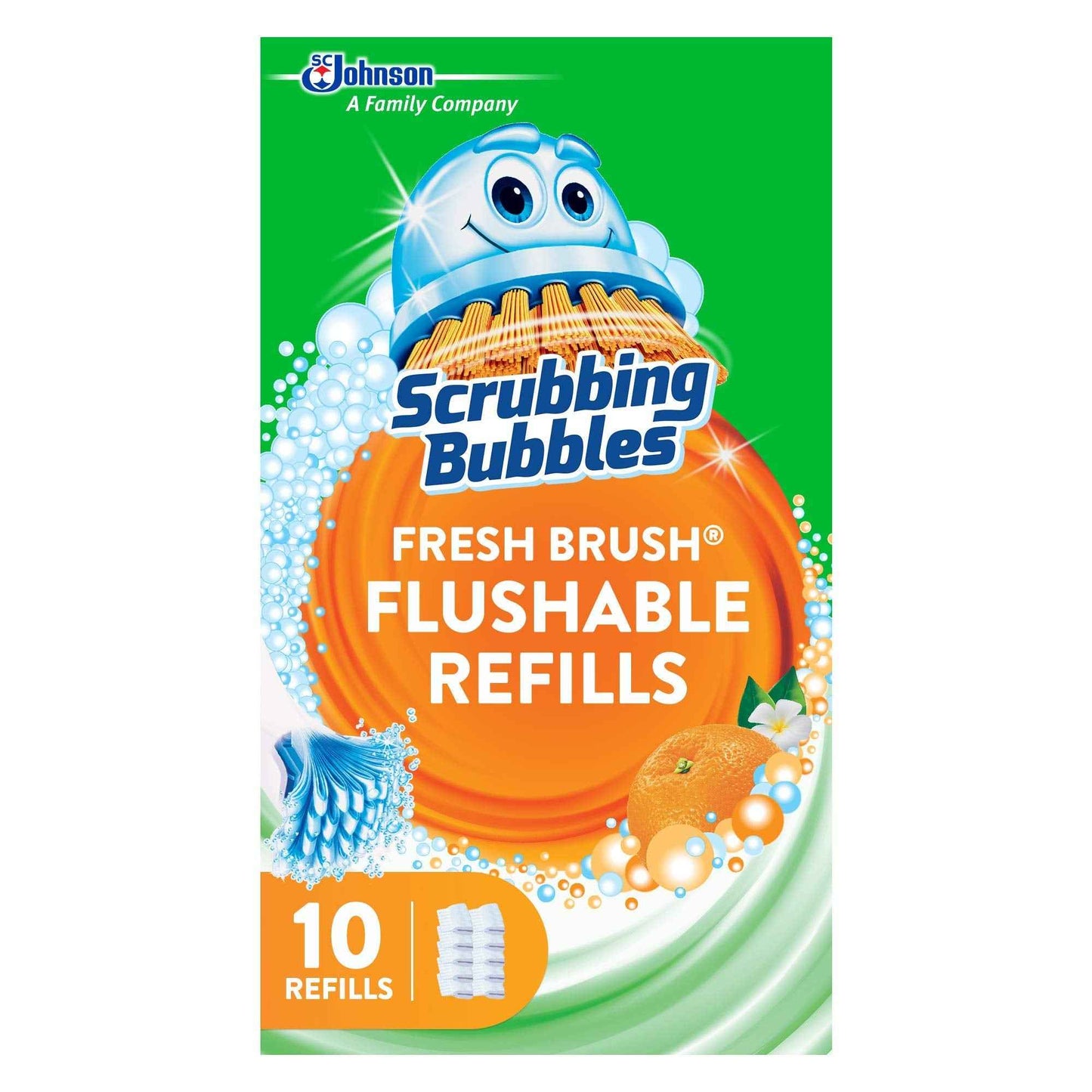 Scrubbing Bubbles Toilet Bowl Cleaning System with Flushable & Disposable Cleaner Refill Pads, Fights Odors and Helps Remove Limescale & Hard Water Stains, Citrus Scent