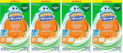 Scrubbing Bubbles Toilet Bowl Cleaning System with Flushable & Disposable Cleaner Refill Pads, Fights Odors and Helps Remove Limescale & Hard Water Stains, Citrus Scent