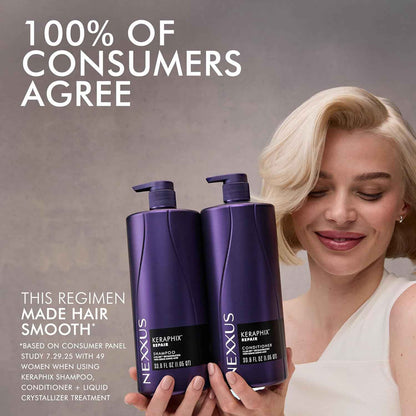 Nexxus KERAPHIX Shampoo & Conditioner 2 Pack for Damaged Hair Repair Powered by KRT Keratin Resistance Therapy with Liquid Crystal Amino Acids 33.8 Fl Oz
