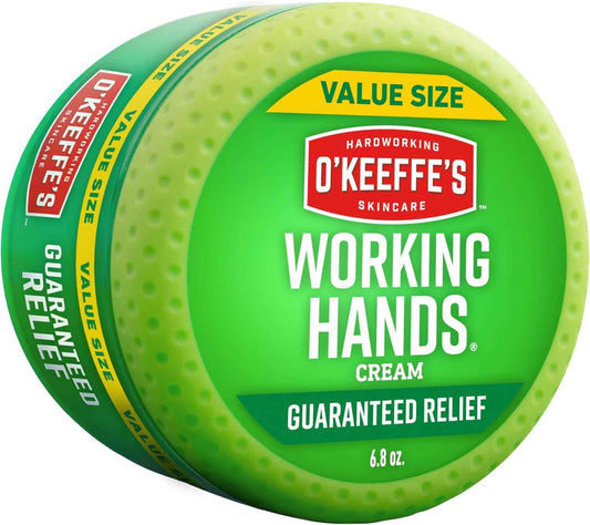 O'Keeffe's Working Hands Hand Cream for Extreme Dryness - 6.8 oz Value Size Jar (1 Pack) - Repairing Skincare for Cracked, Dry Hands