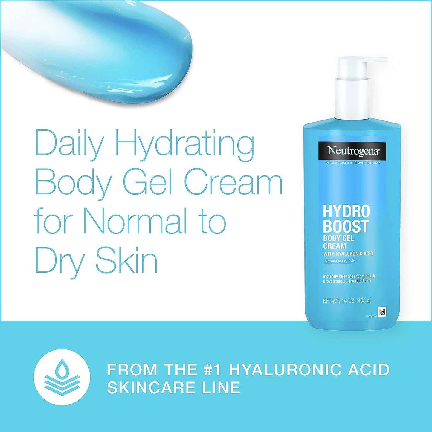 Neutrogena Hydro Boost Body Gel Cream, Hydrating Body Lotion with Hyaluronic Acid for Normal to Dry Skin, Hyaluronic Acid Lightweight Moisturizer