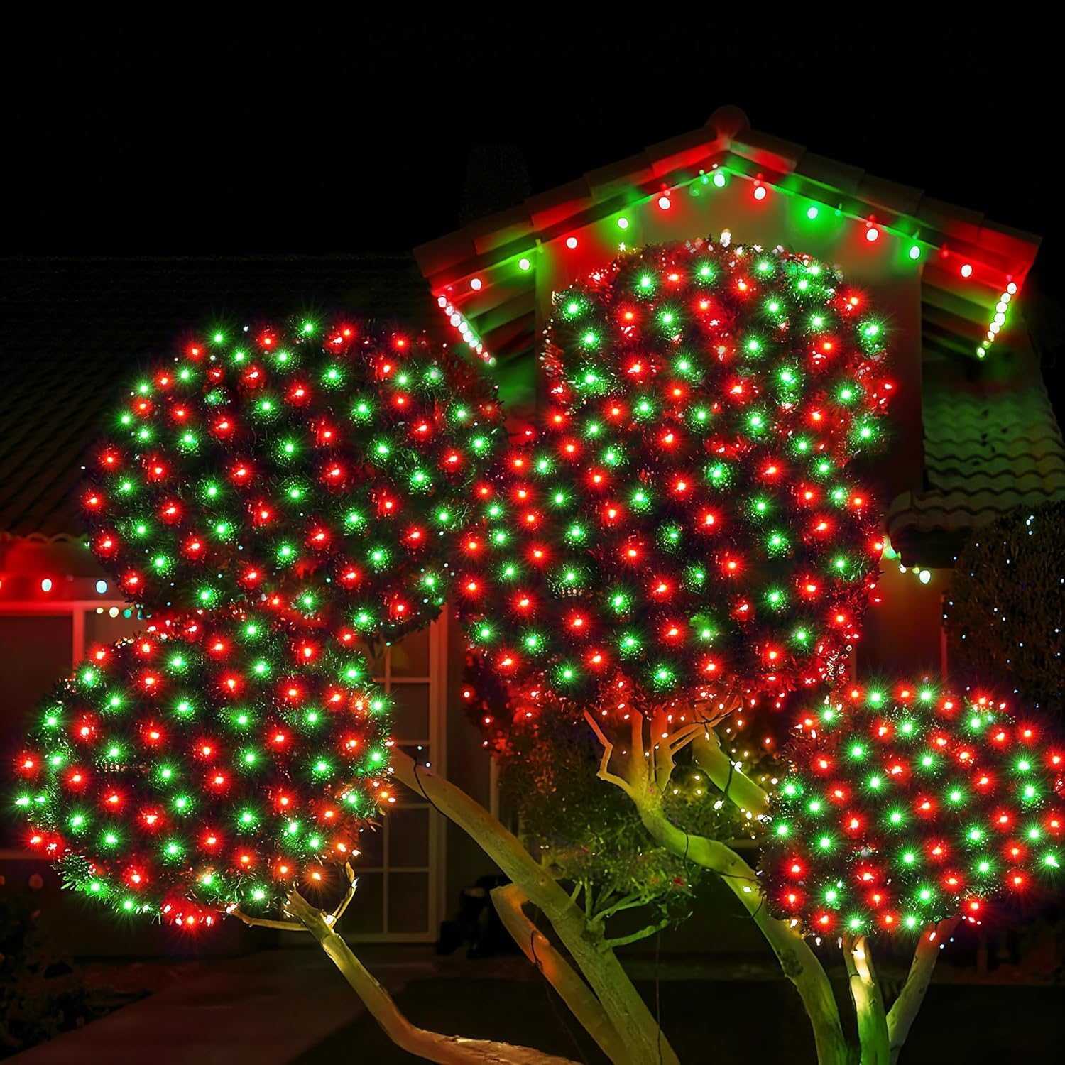 WBao_Solar_Christmas_Lights_Outdoor,_200LED_8.4ft_x_5.2ft_Christmas_Net_Lights_with_Remote,_8_Lighting_Modes,_Timer,_Waterproof_Design_for_Lawn,_Bushes,_Trees_Outdoor_Xmas_Decorations,_Red_Green