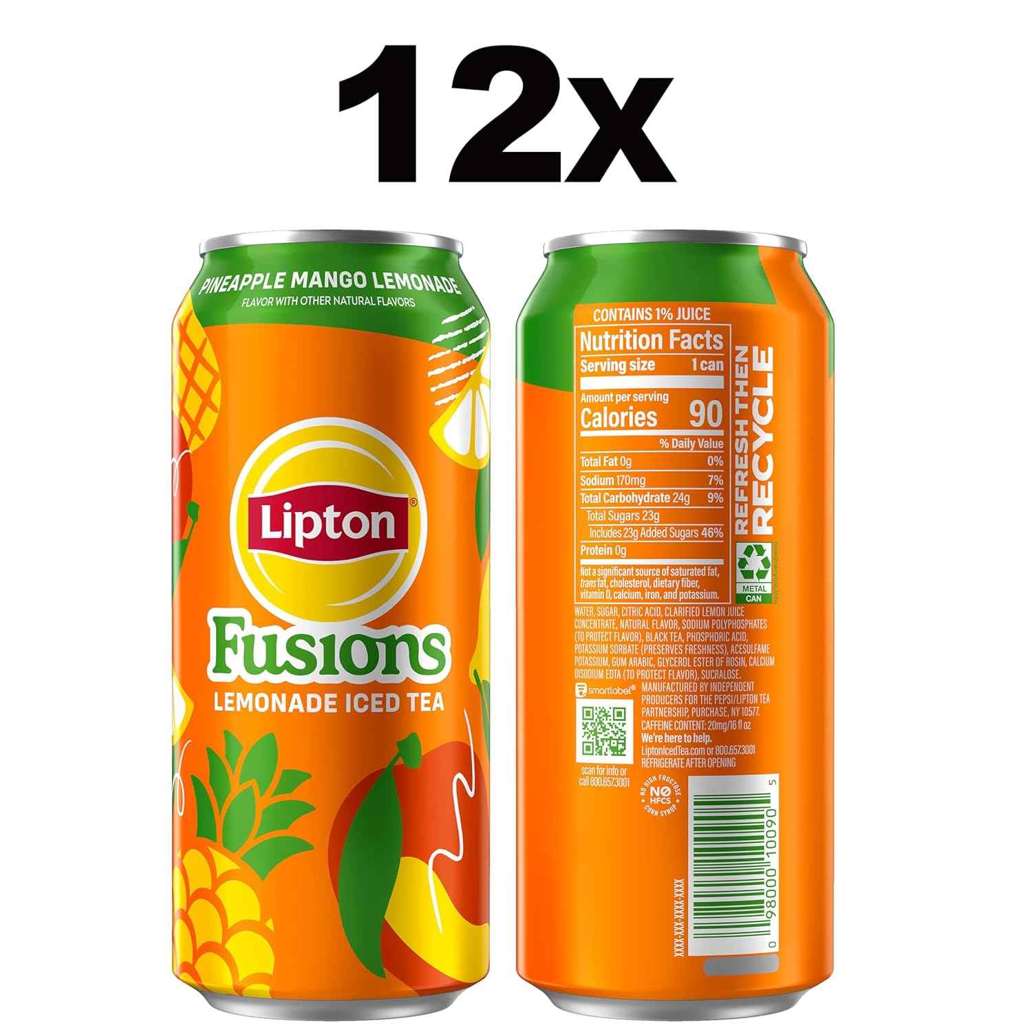 Lipton Fusions, 16 Fl Oz Cans (Pack of 12)