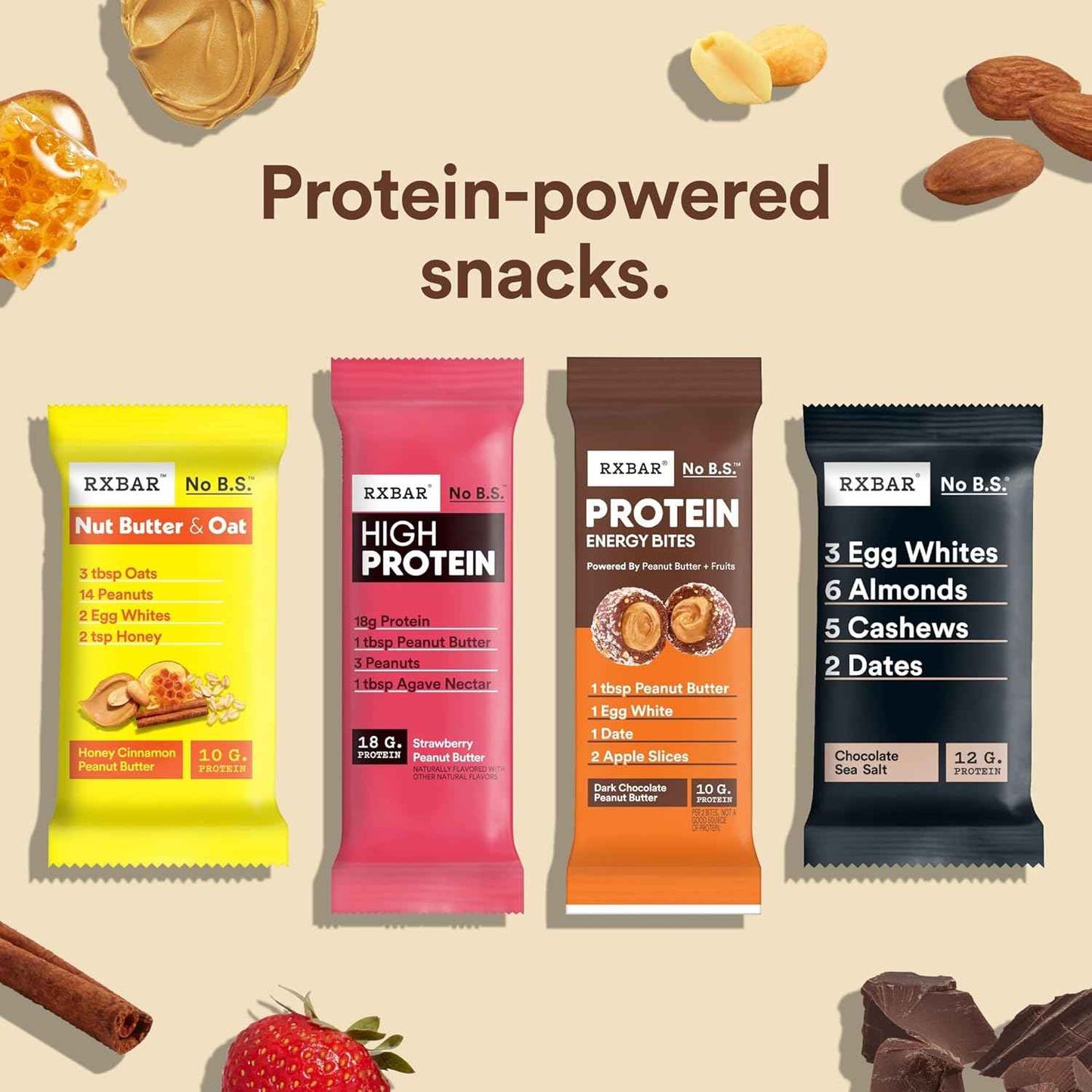 RXBAR Protein Energy Bites, Gluten Free Protein Balls, Dark Chocolate Peanut Butter