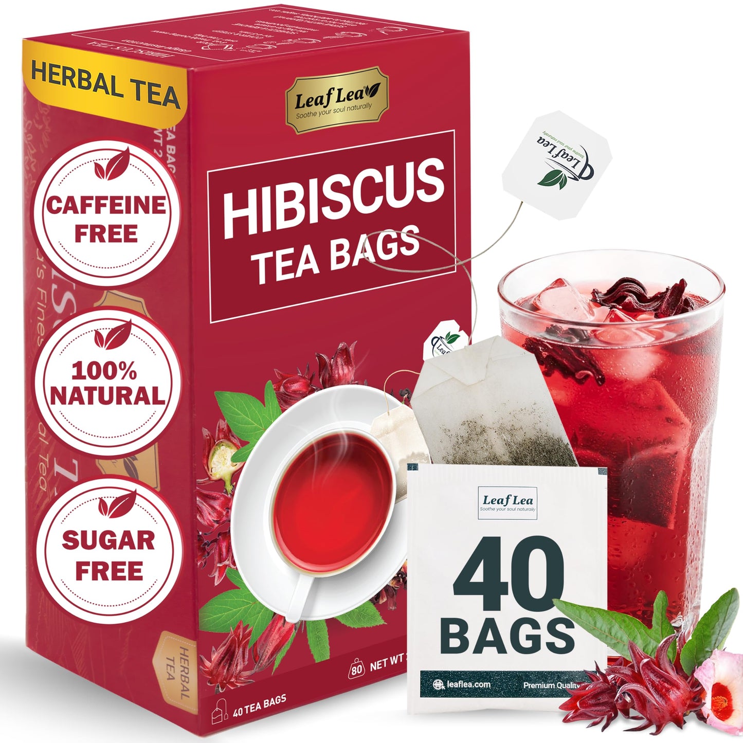 Hibiscus Tea - 40 Tea Bags (Pack of 1)