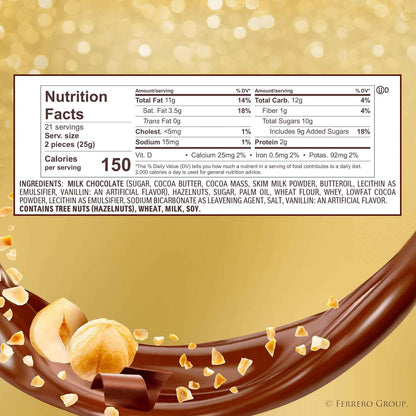 Ferrero Rocher Gourmet Hazelnut Milk Chocolate, 3 Individually Wrapped Chocolates, 1.3 oz