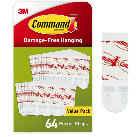 Command Poster Strips Value Pack, Damage-Free Poster Hangers, No Tools Requried, Great for Home, Room, Wall, Office, and Dorm Decor, White Adhesive