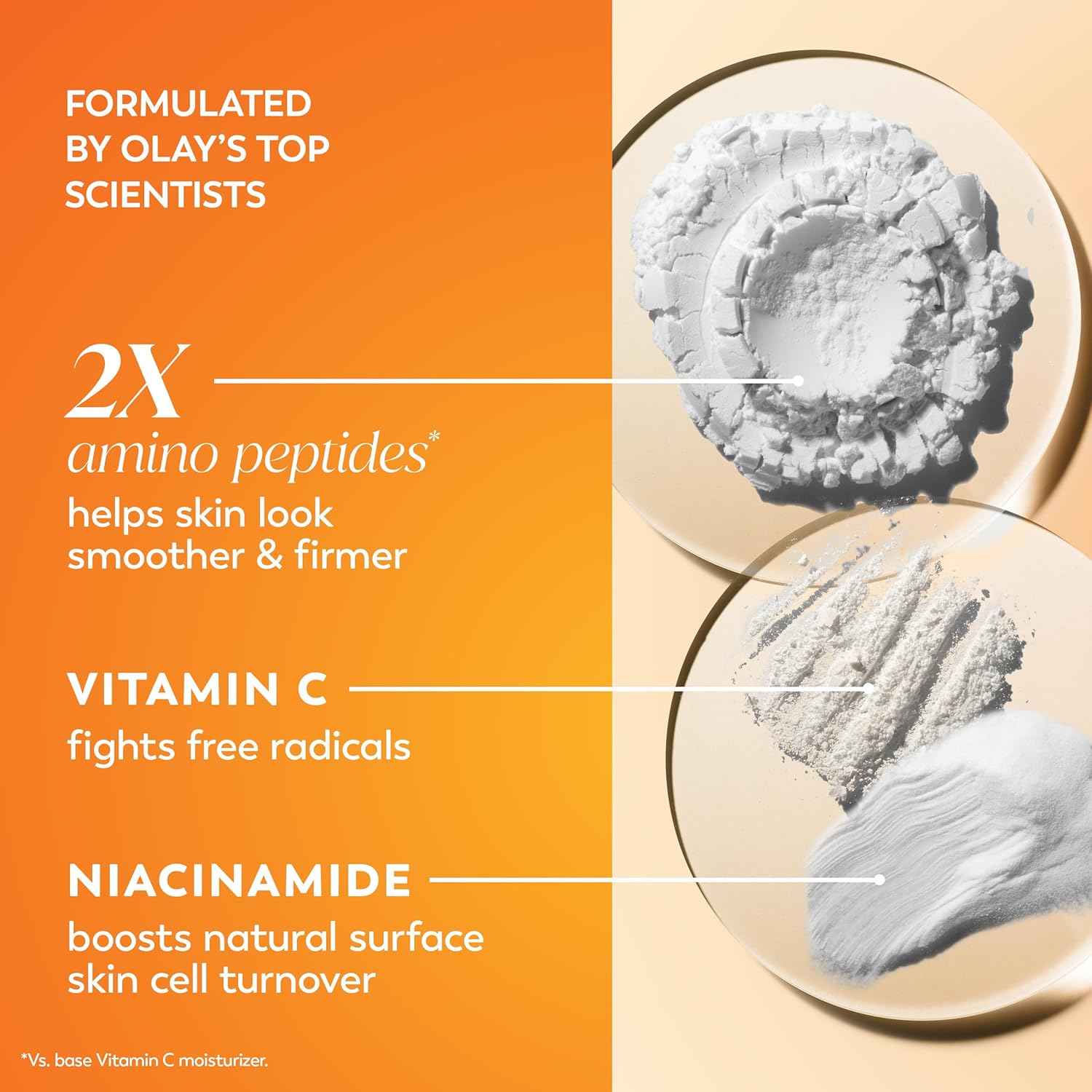 Olay Vitamin C MAX Face Moisturizer, Brightening Cream for Women, Hydrating, Evens Tone, Dark Spot & Hyperpigmentation Reduction, Glowing Skin Care - Niaciniamide, Peptides