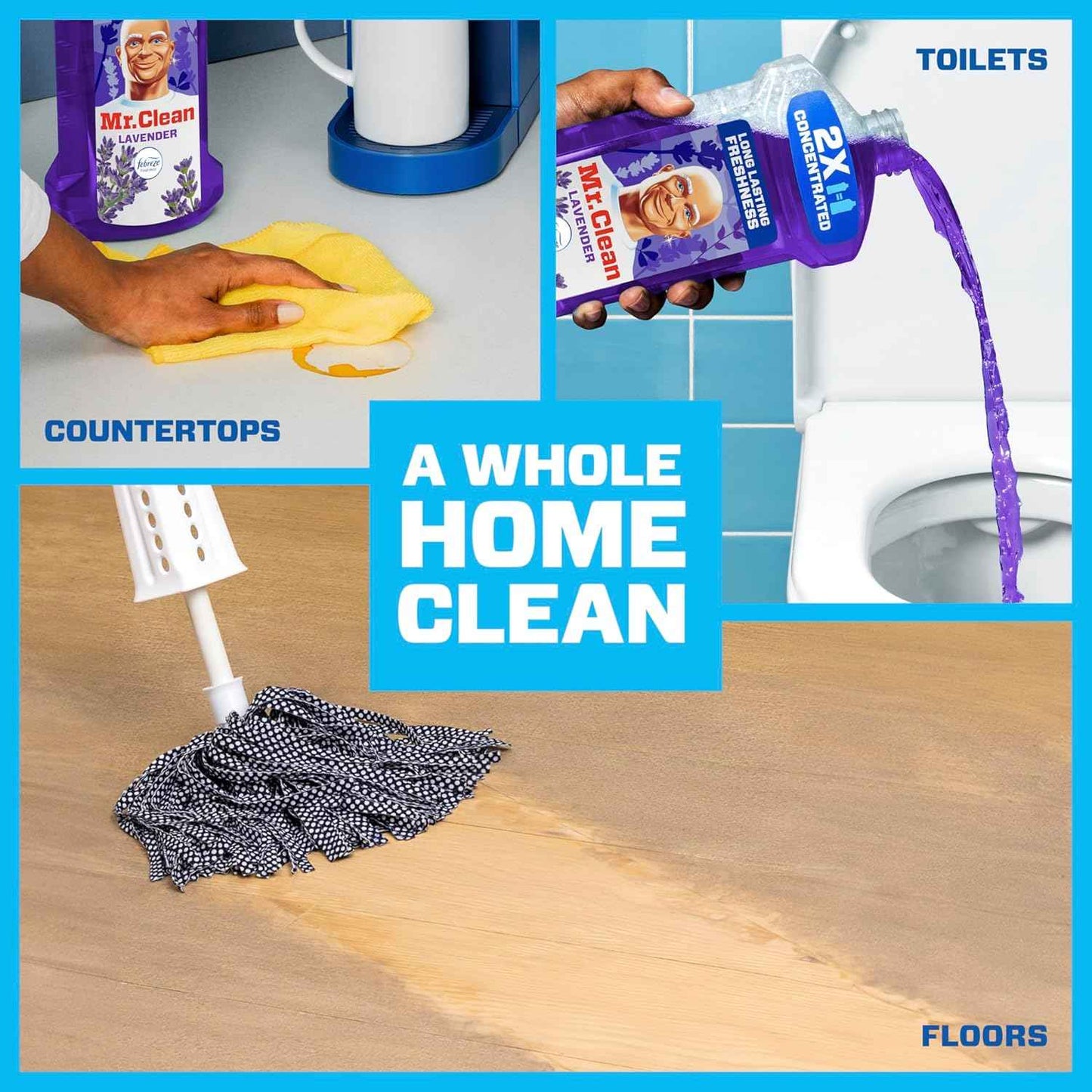 Mr. Clean All Purpose Cleaner, Floor Cleaner for Mopping Home, Bathroom, & Kitchen, Cleaning Liquid for Mop & Bucket, Cleaning Supplies, Multi-Surface Dilutable, Lavender, 41oz