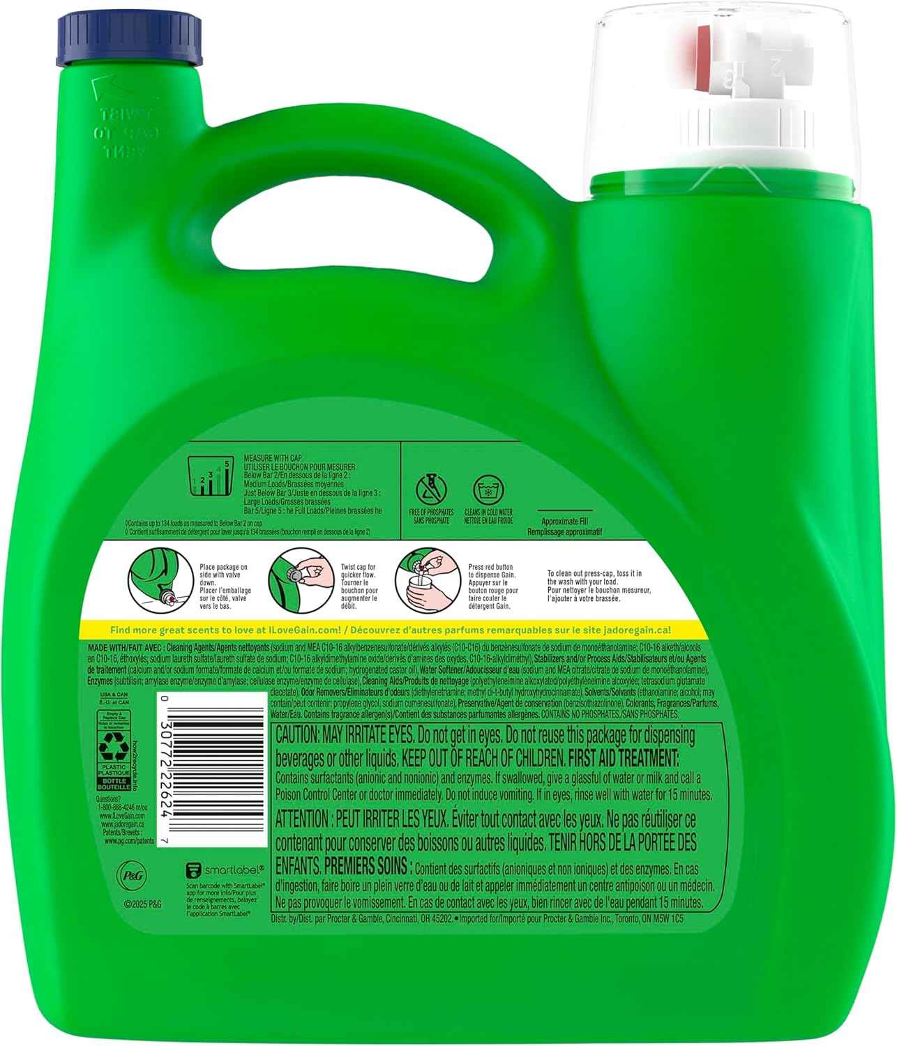 Gain Liquid Laundry Detergent with Odor Defense, Moonlight Breeze Scent, Laundry Soap For HE Washing Machines