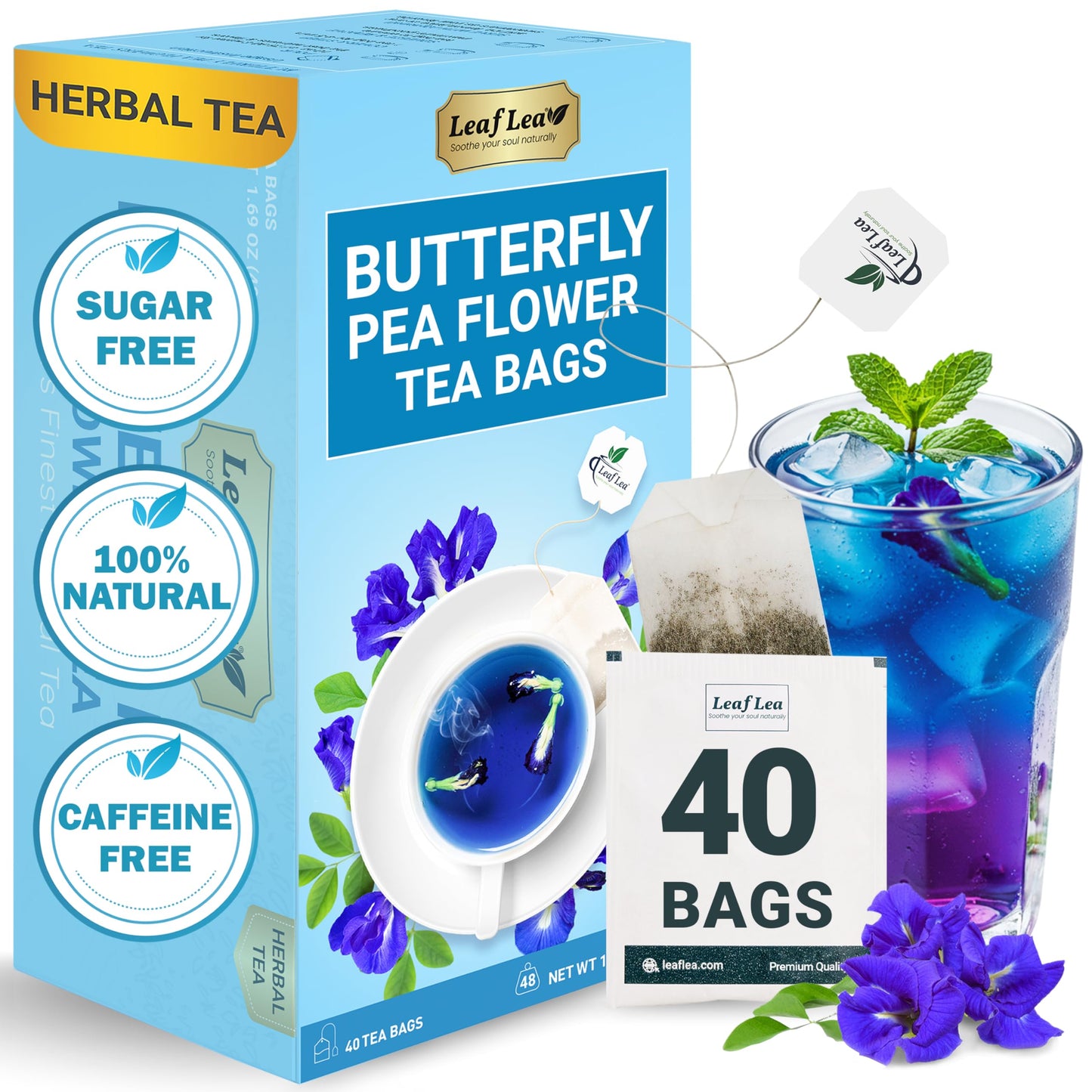 Butterfly Pea Tea - 40 Tea Bags (Pack of 1)