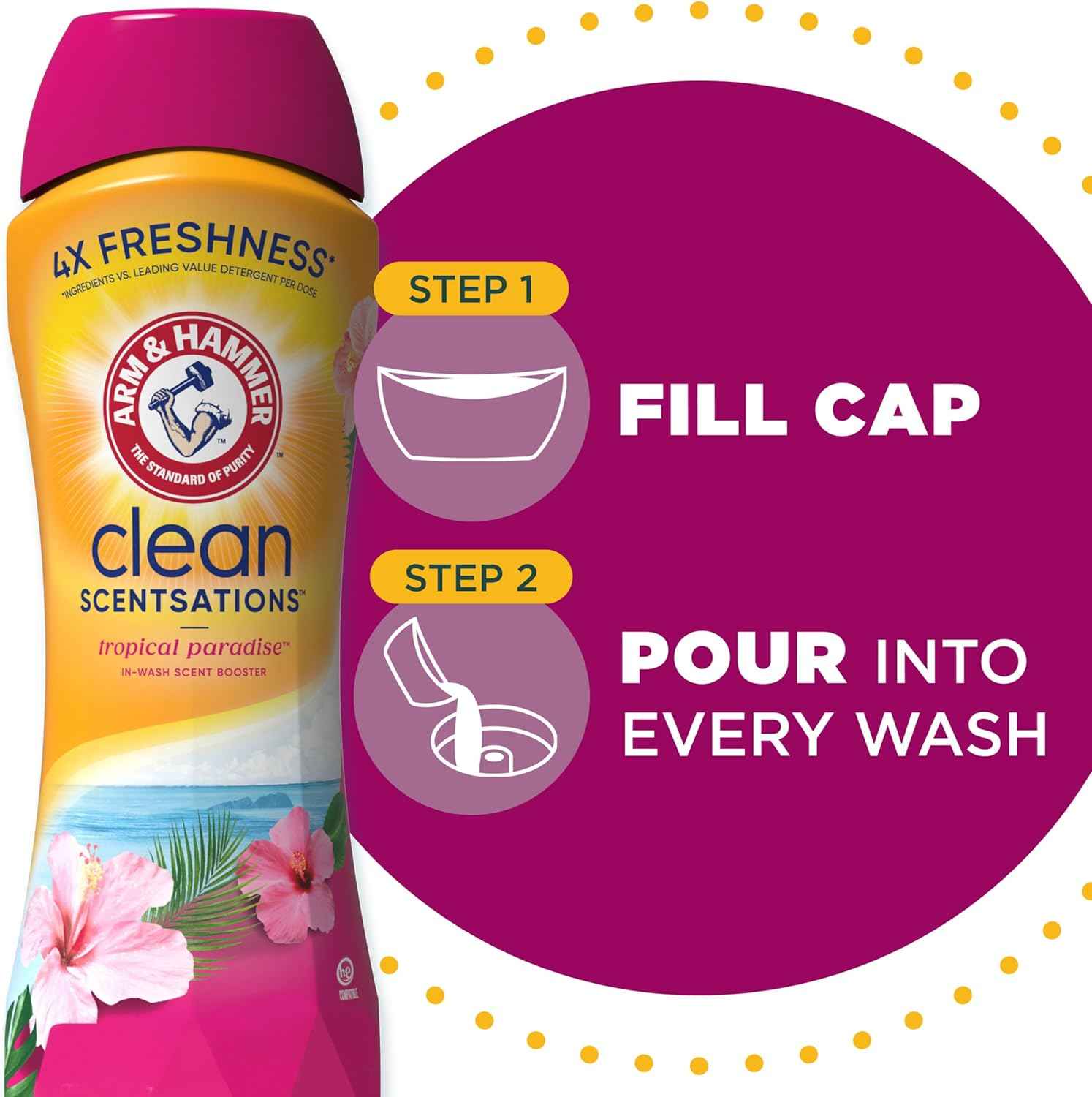 ARM & HAMMER Clean Scentsations In-Wash Scent Booster, Laundry Scent Booster Tropical Paradise scent