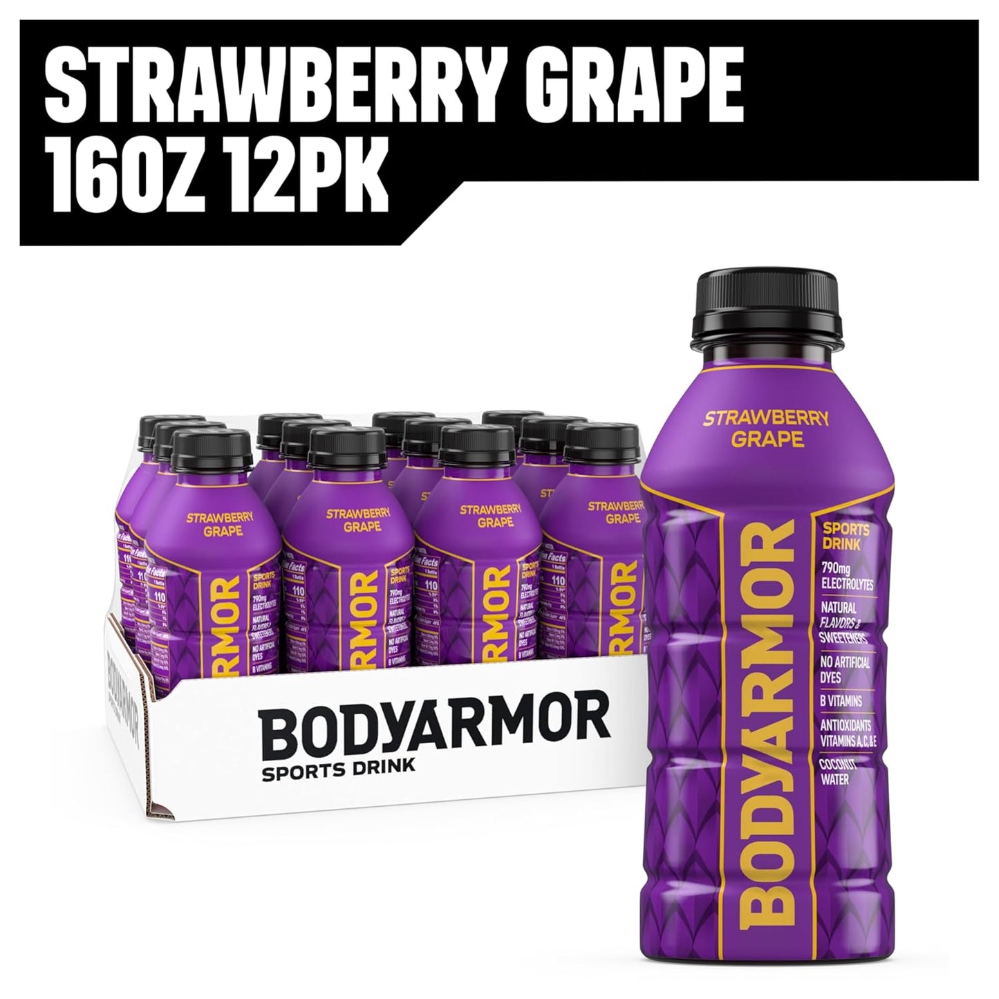 BODYARMOR_Sports_Drink,_Strawberry_Grape,_Electrolyte_Drink_Hydration,_16_Fl_Oz_Bottles_(12_Pack),_Flavored_Coconut_Water_with_B_Vitamins_&_Antioxidants