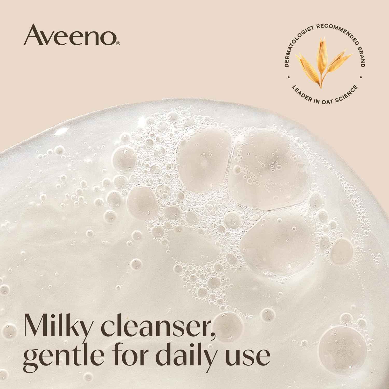 Aveeno Calm + Restore Nourishing Oat Cleanser, Daily Hydrating Facial Cleanser & Face Wash for Sensitive Skin, Non-Foaming, Hypoallergenic, Non-Comedogenic, Fragrance-Free, with Feverfew