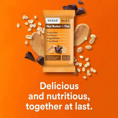 RXBAR Nut Butter and Oat Protein Bars, Protein Snacks, Snack Bars, Dark Chocolate Peanut Butter