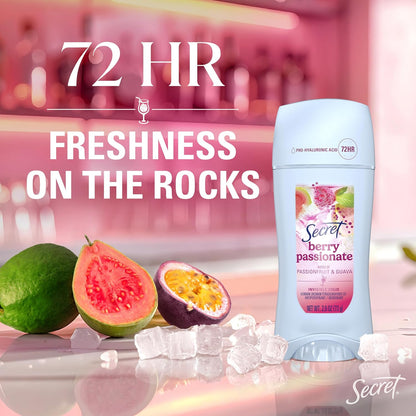Secret_Fresh_Antiperspirant_Deodorant_for_Women,_72hr_Freshness_on_the_Rocks_with_Pro-Hyaluronic_Acid,_Miami_Mocktail_Edition,_Invisible_Solid,_Berry_Passionate_with_Passionfruit_&_Guava_Scent,_2.6_oz