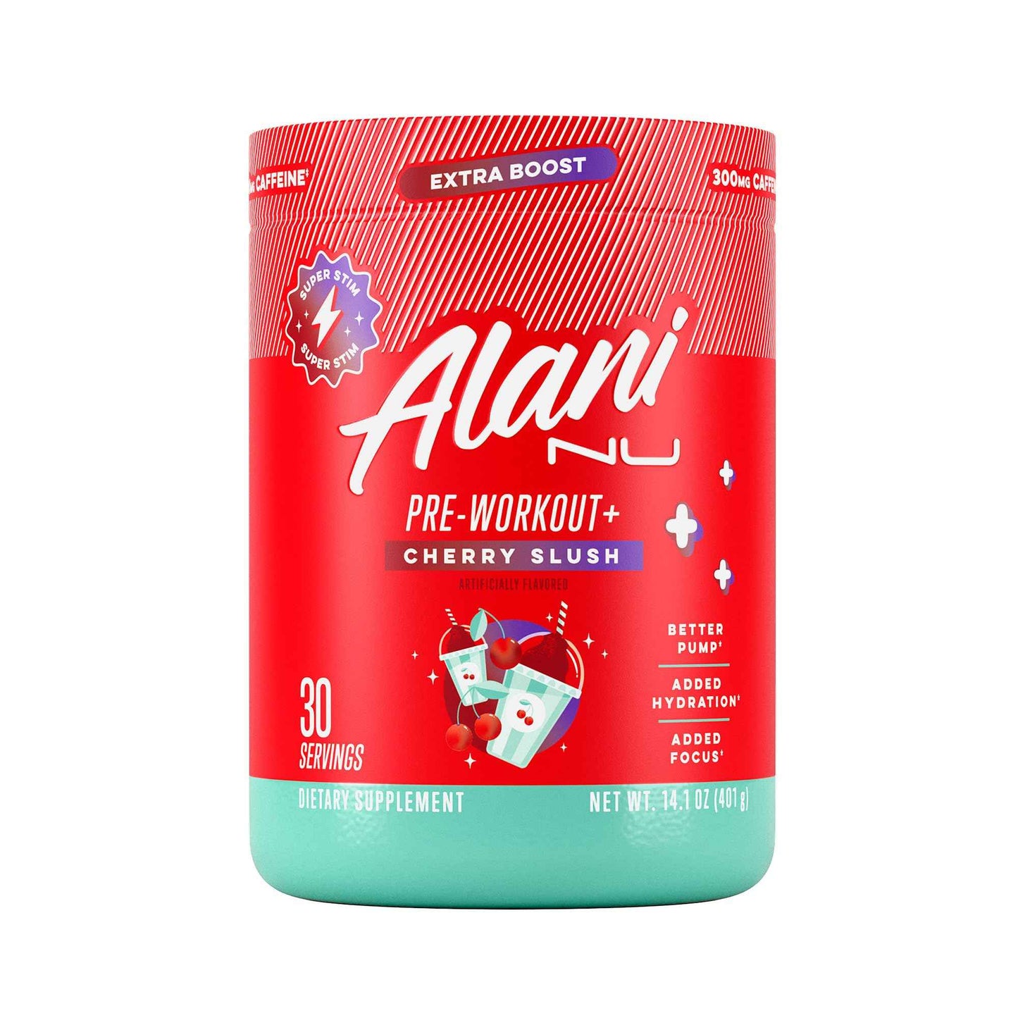 Alani Nu Pre Workout+ Powder, Extra Boost, Sugar Free, 300mg Caffeine, L-Theanine, Beta-Alanine, Citrulline, 30 Servings