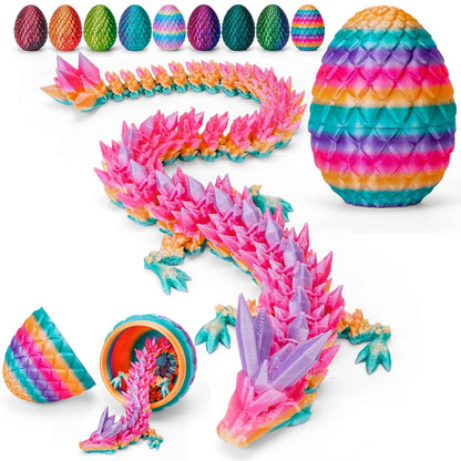 TBOLINE 12" 3D Printed Dragon Egg, Easter Basket Stuffers for Kids, Large Prefilled Easter Eggs, Stuffed Egg Hunt Fillers with Easter Toys, 3D Printer Animals Fidget Toys for Boys Teen 5-7 4-6 8-12