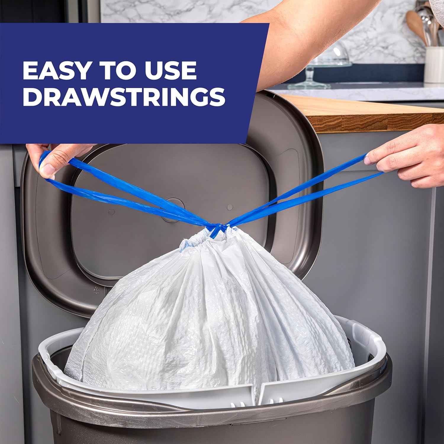 Hefty Ultra Strong 13 Gallon Trash Bags, Tall Kitchen Trash Bags 13 Gallon Size, Resist Leaks, Punctures, and Rips, Continuous Odor Control, White, Fabuloso Watermelon Scent, 80 Bags