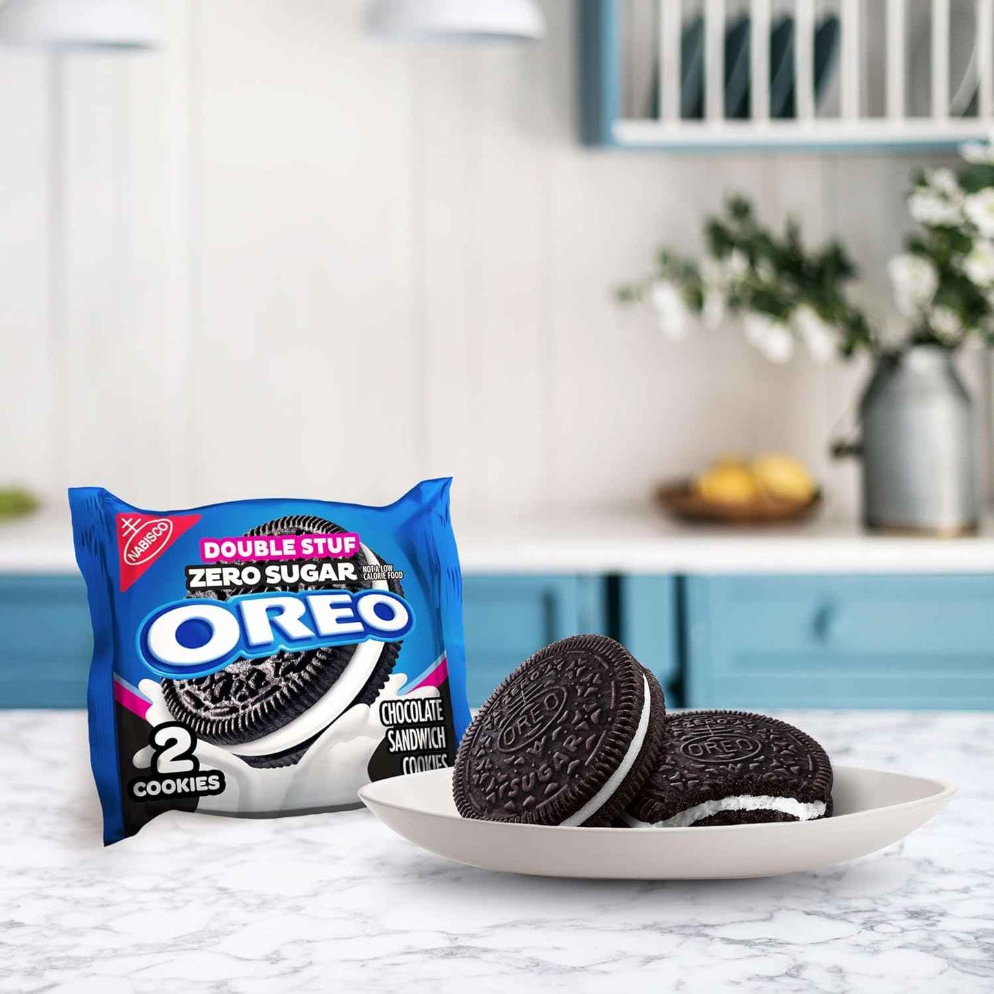 OREO Zero Sugar and OREO Double Stuf Zero Sugar Chocolate Sandwich Cookies Variety Pack, 20 Snack Packs (2 Cookies Each)