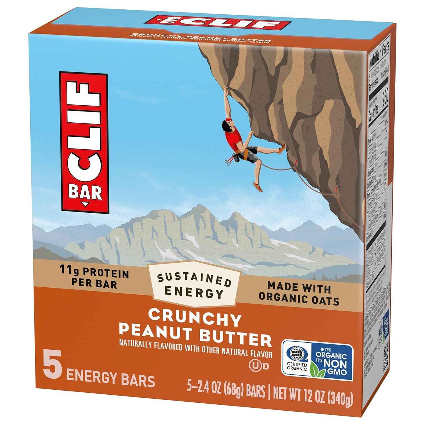 CLIF BAR - Energy Protein Bars - Crunchy Peanut Butter - Made with Organic Oats - Energy Bars - Non-GMO - (5 Pack)