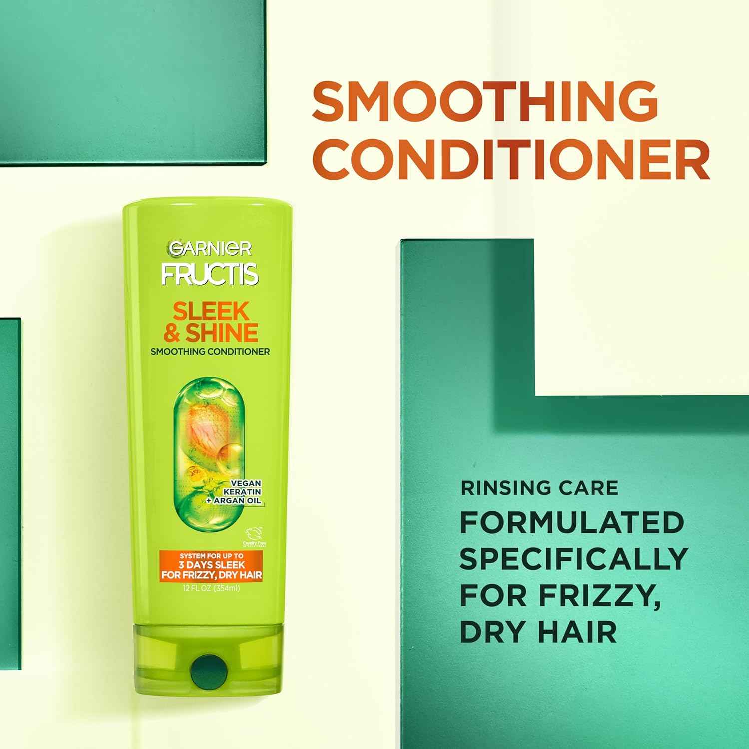 Garnier Fructis Sleek & Shine Conditioner, Frizzy, Dry, Unmanageable Hair