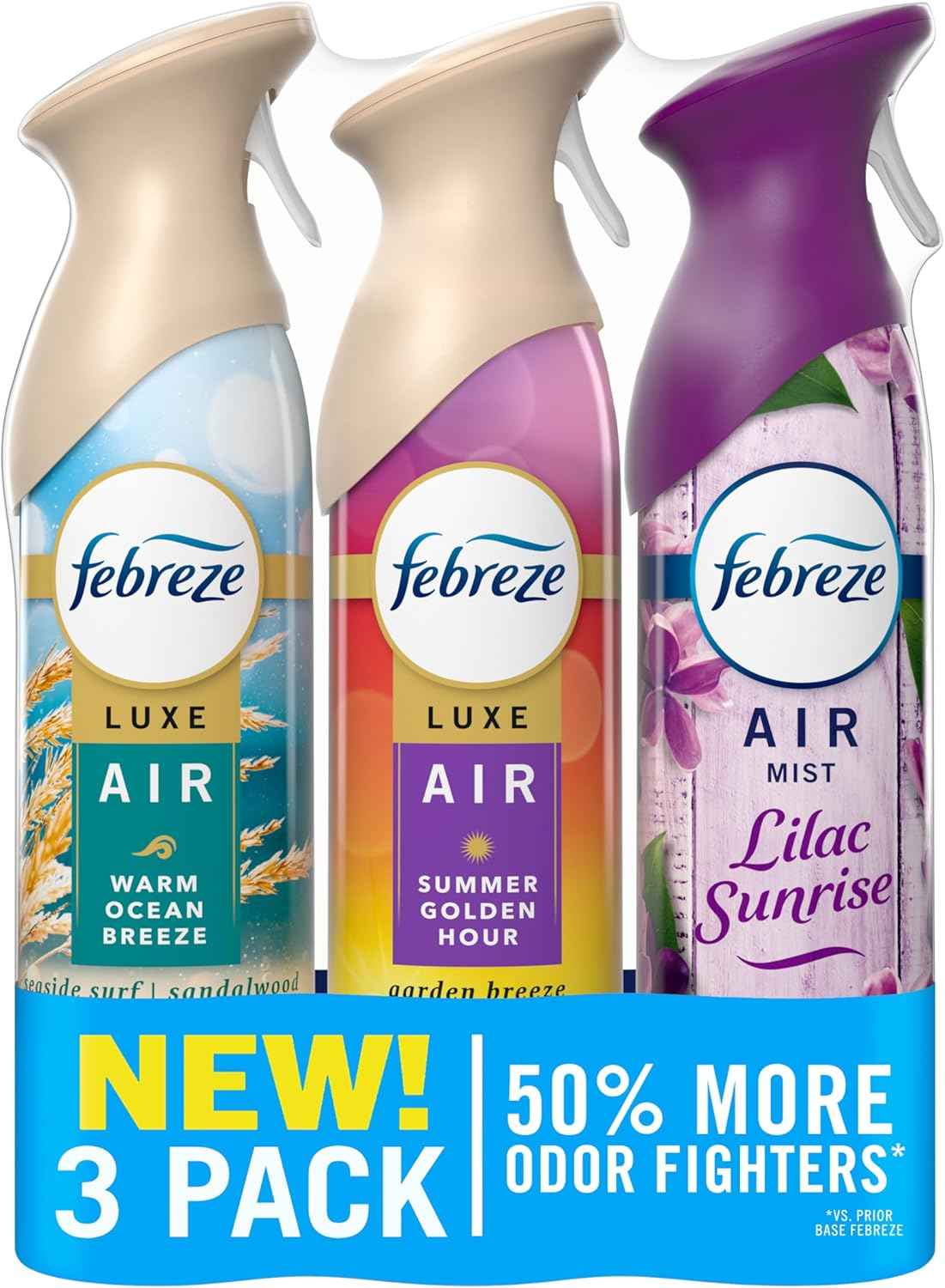 Febreze Air Mist, Air Freshener, Odor Fighting Room Spray, Deodorizer for Home Bathroom Kitchen Office Apartment,  Warm Ocean Breeze, Summer Golden Hour Variety Pack