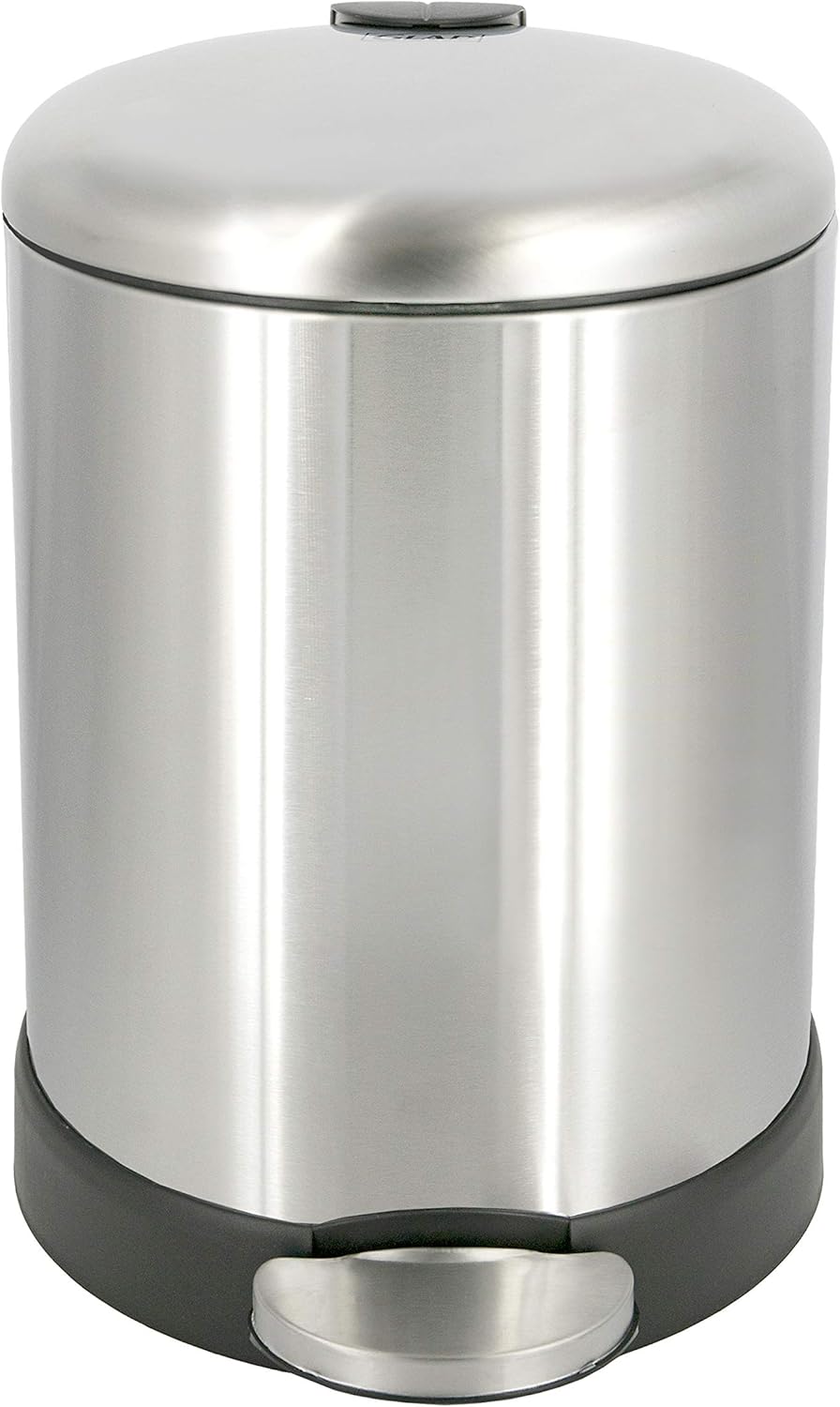 Glad_Small_Trash_Can,_1.2_Gallon_|_Round_Stainless_Steel_Garbage_Bin_with_Soft_Close_Lid_&_Step_Foot_Pedal_|_Metal_Waste_Basket_with_Removable_Inner_Bucket,_Stainless,_8_x_9.5_x_12_inches