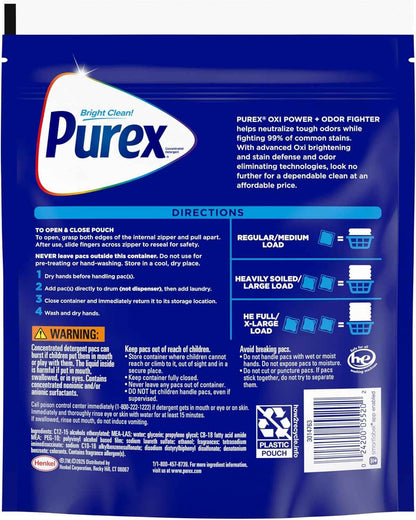 Purex Advanced Oxi with Odor Fighter Laundry Detergent Pacs, Pre Measured Pacs