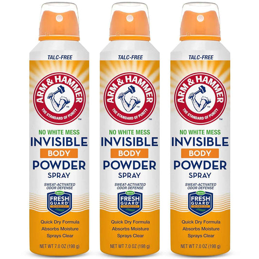 Arm & Hammer Invisible Body Powder Spray, Clear Talc-Free Body Odor & Sweat Control For Men & Women, Spray Body Powder For Women And Men, Arm And Hammer Body Spray Powder, 7 Oz