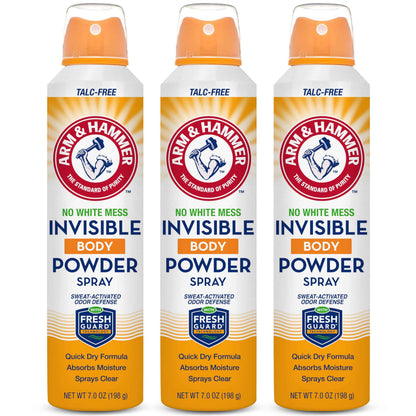 Arm & Hammer Invisible Body Powder Spray, Clear Talc-Free Body Odor & Sweat Control For Men & Women, Spray Body Powder For Women And Men, Arm And Hammer Body Spray Powder, 7 Oz