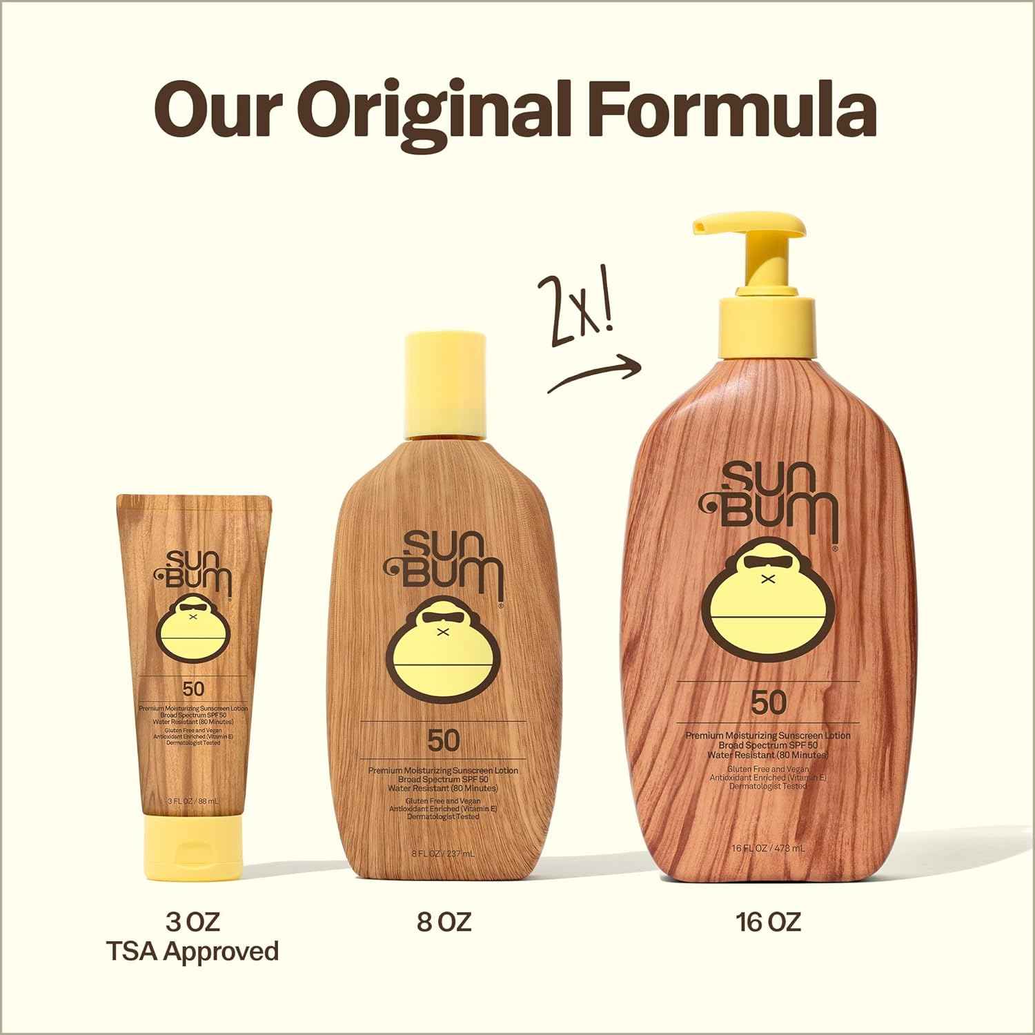Sun Bum Original Sunscreen Body Lotion - Broad Spectrum Moisturizing Sunscreen with Vitamin E - Hawaii 104 Act Compliant (Made without Octinoxate & Oxybenzone) - Travel Size