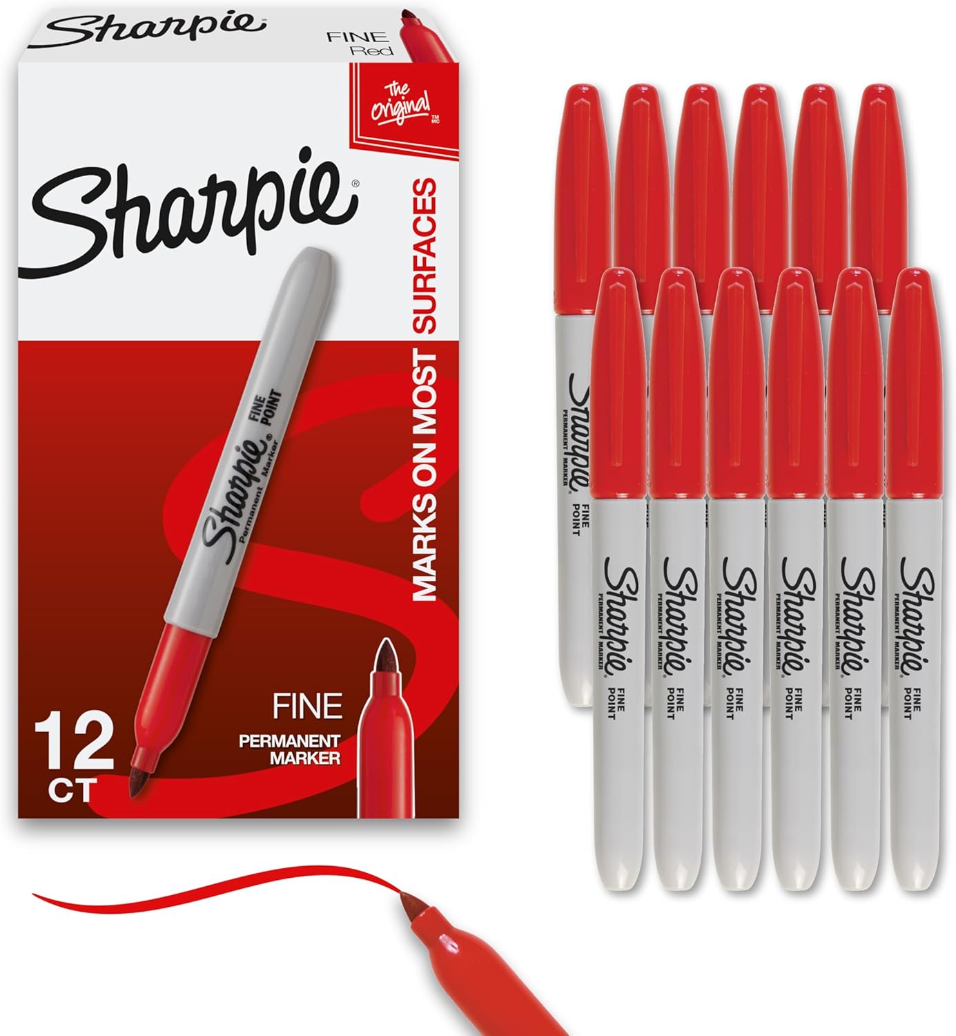 Sharpie_Permanent_Markers,_Fine_Tip,_Red,_12_Count_-_Office_Supplies,_Quick_Drying,_Fade_Resistant,_For_Plastic,_Metal,_Wood,_And_More