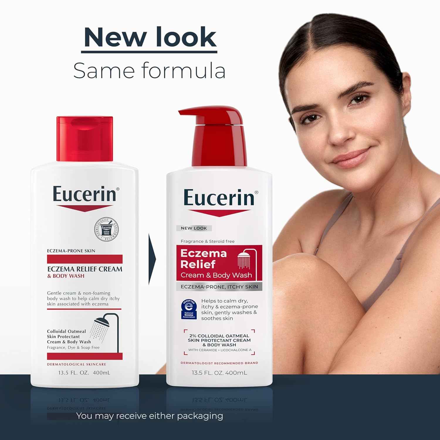 Eucerin Eczema Relief Cream and Body Wash, Colloidal Oatmeal Enriched, Soap Free Eczema Body Wash, 13.5 FL OZ Bottle