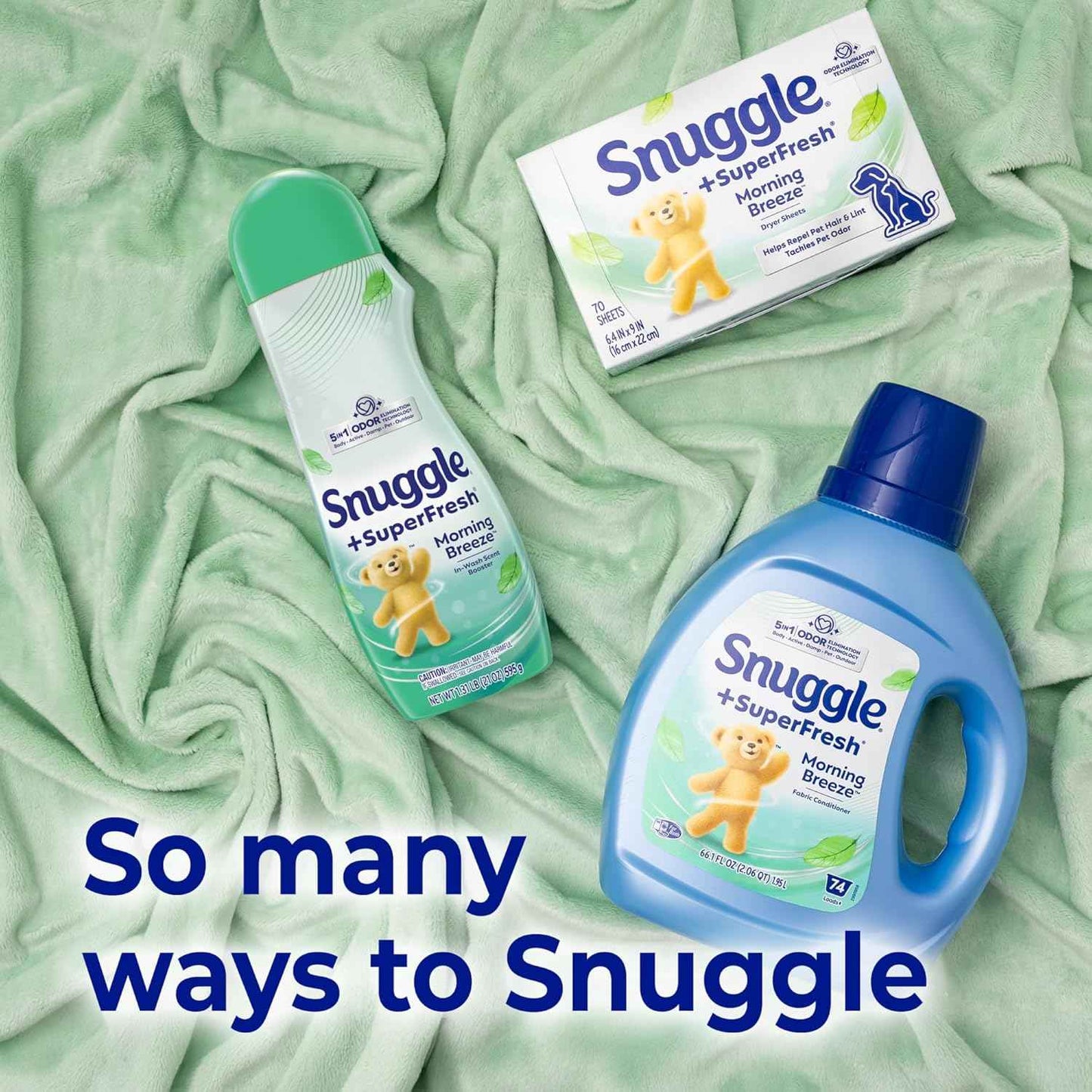 Snuggle SuperFresh Fabric Softener Dryer Sheets, 200 Count, Morning Breeze, Long-Lasting Fresh & Clean Scent, Tackles Pet Odor, Helps Repel Pet Hair, Reduces Static & Fights Wrinkles, HE Safe