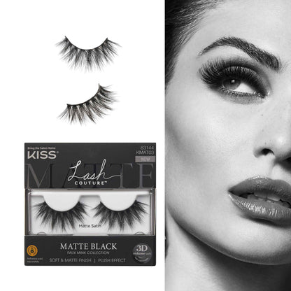KISS Matte Black, False Eyelashes, 16mm, Includes 1 Pair Of Lash, Easy to Apply, Reusable Lash Clusters