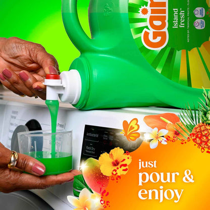 Gain Liquid Laundry Detergent with Odor Defense, Island Fresh Scent, Laundry Soap For HE Washing Machines, 154 fl oz, 107 Loads (Packaging May Vary)