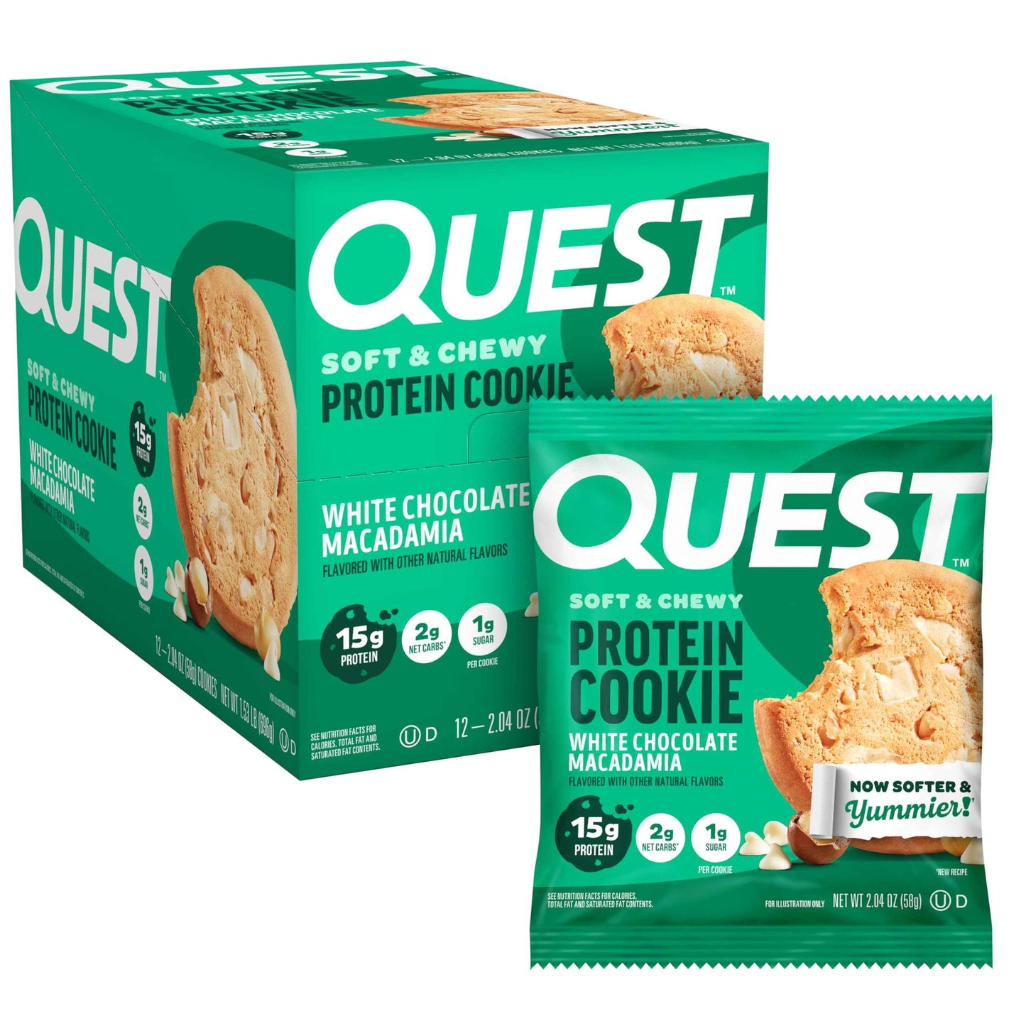 Quest Nutrition Protein Cookie, 15g Protein, 1g Sugar, 2g Net Carbs, Keto Friendly, High Protein, Low Carb; 12 Count