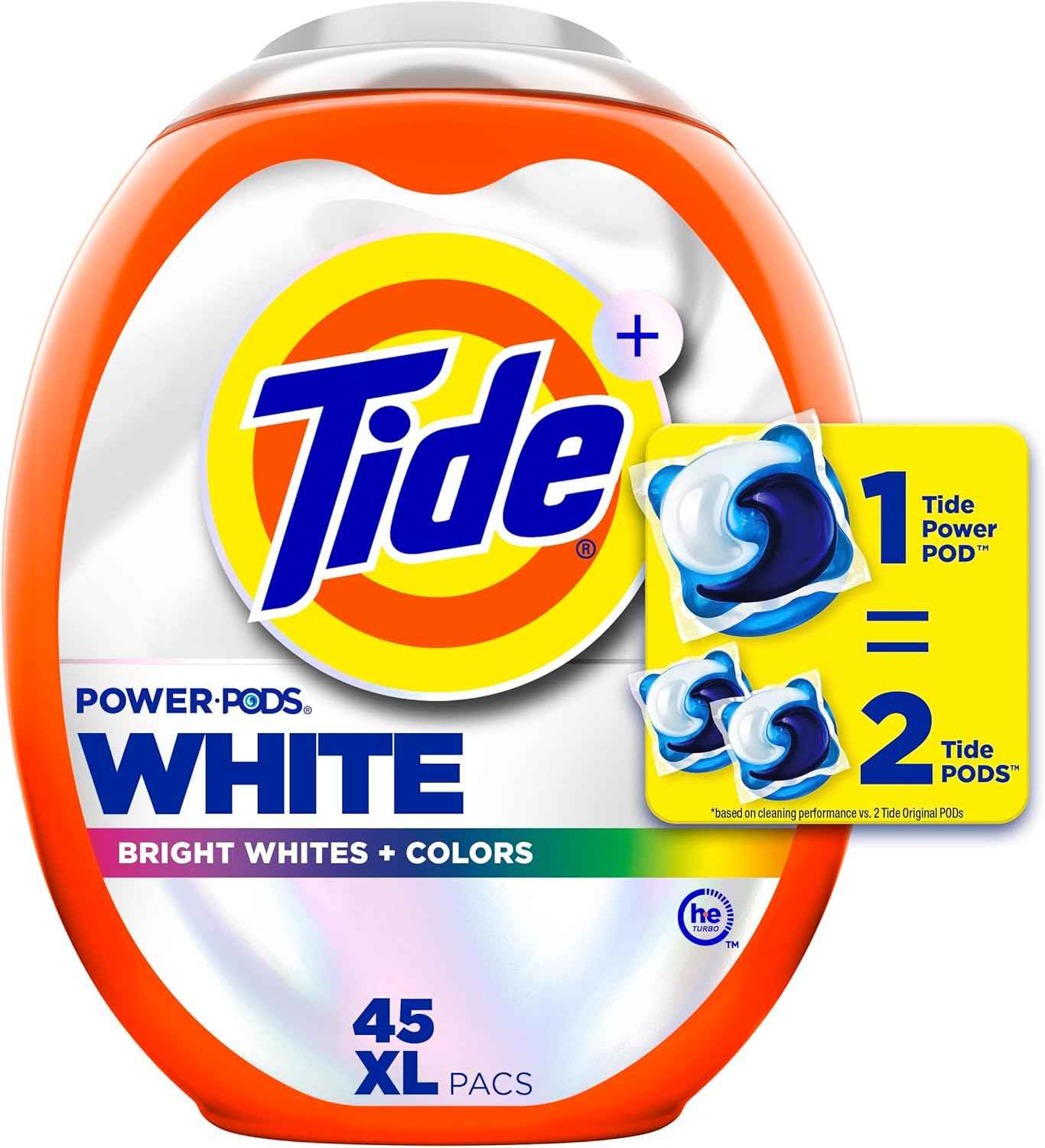 Tide Power PODS White Laundry Detergent Pacs, Brilliant Whitening + Color Protect