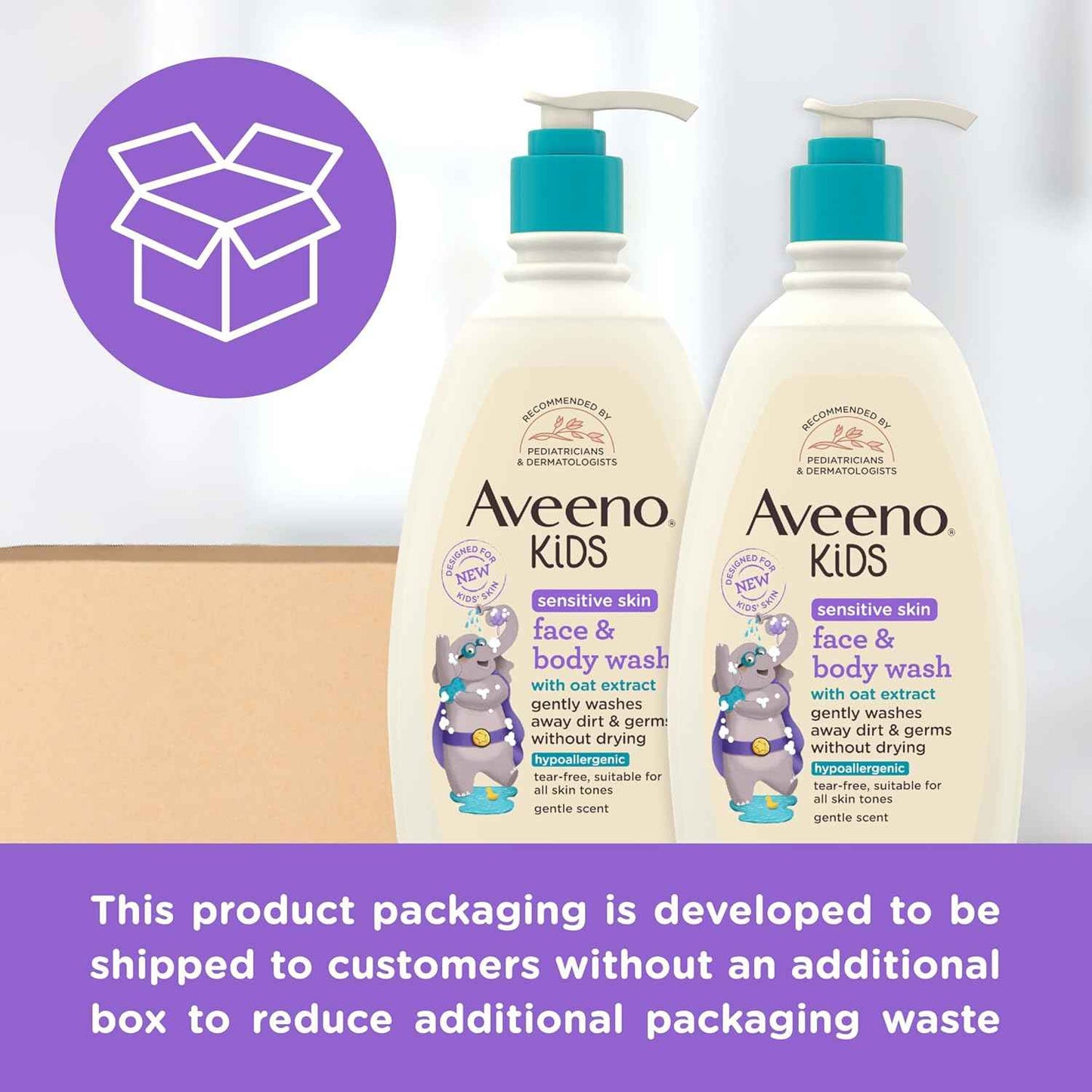 Aveeno Kids Sensitive Skin Face and Body Wash with Oat Extract, Gently Washes Away Dirt and Germs Without Drying, Tear-Free, Hypoallergenic Kids Body Wash, 18 fl. oz