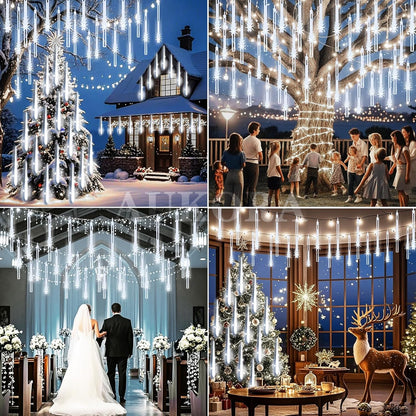 Aukora_Christmas_Lights_Outdoor_Meteor_Shower_Falling_Rain_Lights_12_inch_8_Tubes_192LED_Snowfall_Cascading_Icicle_String_Light_for_Xmas_Tree_Decor_Wedding_Party_Holiday_Window_Garden,_UL_Plug,_White