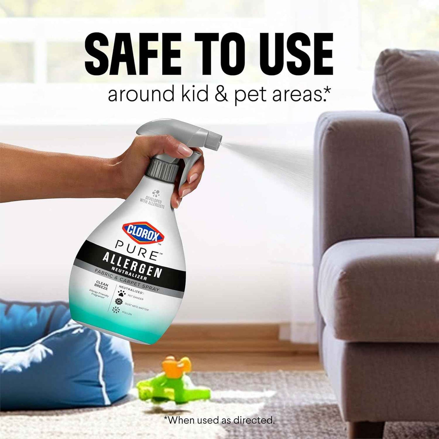Clorox PURE Allergen Neutralizer Fabric and Carpet Spray, Clean Breeze, 26 Fluid Ounces