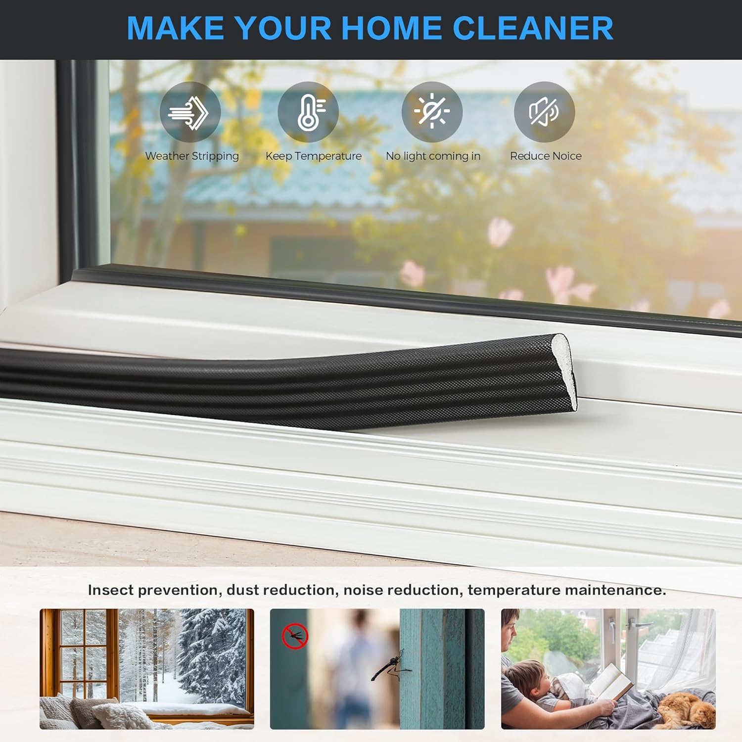 196_Inch_Self-Adhesive_Wedge_Weather_Stripping_Door_Seal_&_Window_Insulation_-_Soundproof_Gap_Filler,_Draft_Stopper_Foam_Tape_for_Door_Frame,_Black