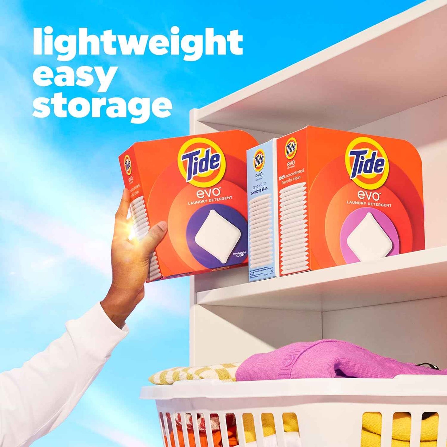 Tide evo Original Scent Laundry Detergent Fiber Tiles Works on 100% of Common Stains Safe for All Machines and Water Conditions Concentrated HE Compatible Clean and Instant Dissolve, 42 Count