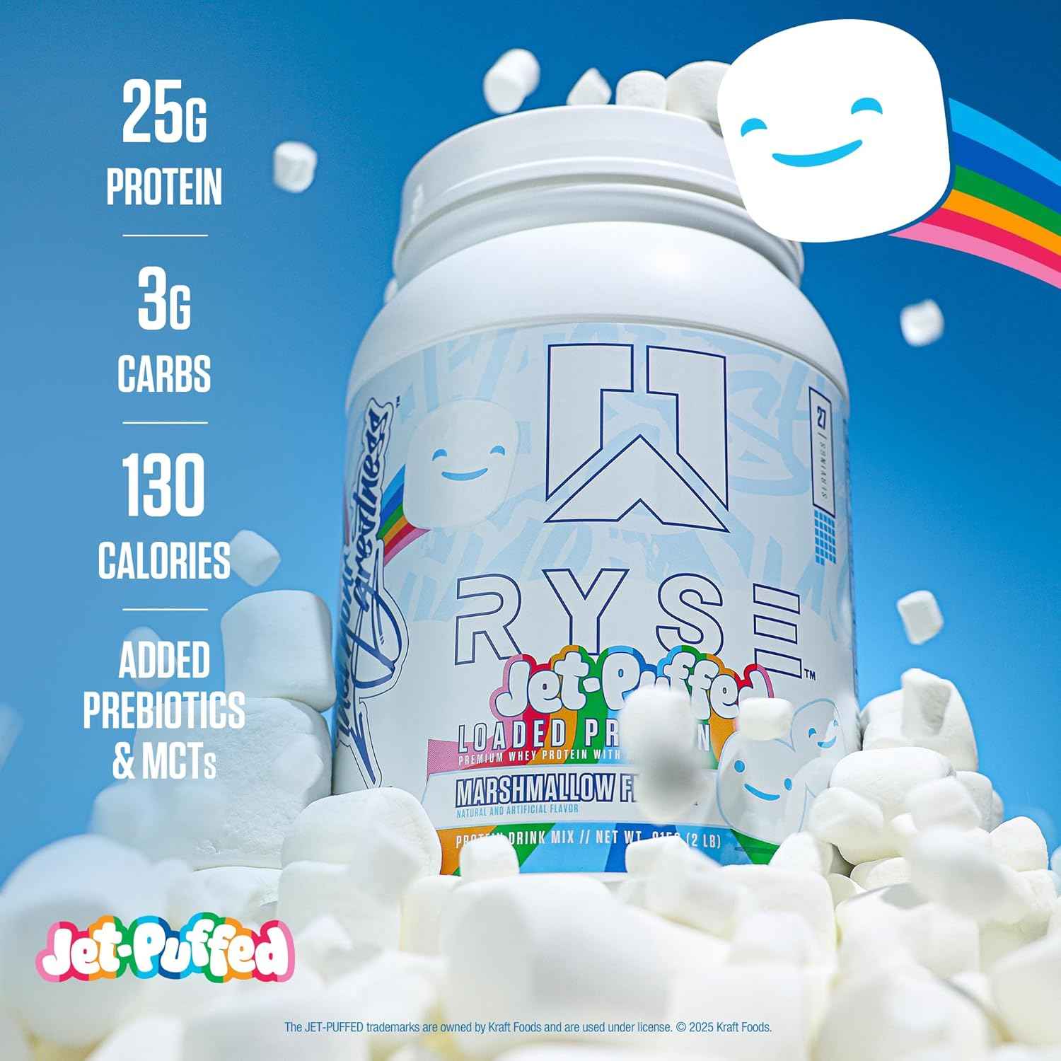RYSE Loaded Protein Powder - 25g Whey Protein Isolate & Concentrate with Prebiotic Fiber & MCTs - Low Carb, Low Sugar, Digestive-Friendly