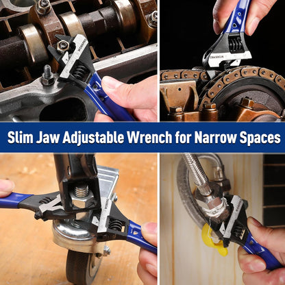 WORKPRO_4-Inch_Thin_Jaws_Stubby_Wide_Opening_Adjustable_Wrench,_Small_Adjustable_Wrench_with_2mm_Slim_Jaws_for_Easy_Access_to_Tight_Spaces,_Metric/SAE_Scales,_Cr-V_Steel